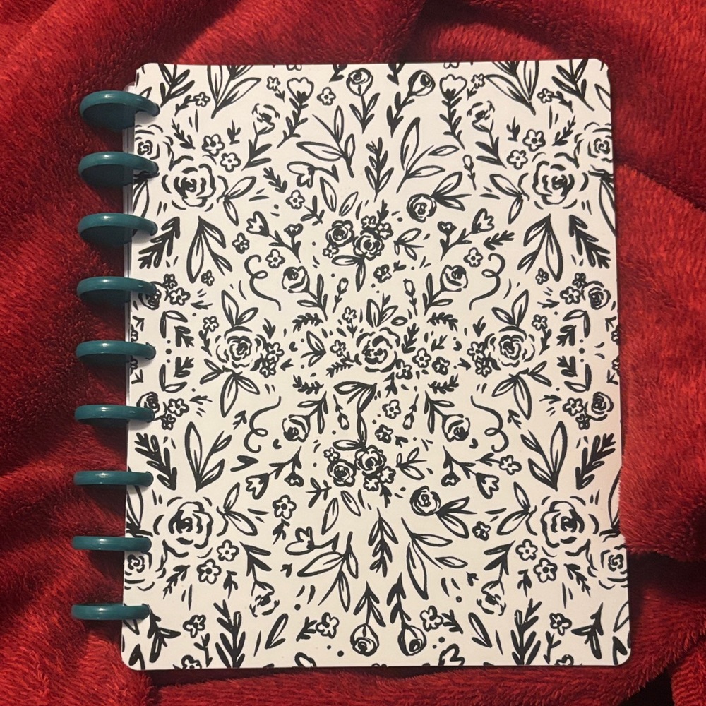 Floral Patterned Notebook with Teal Rings